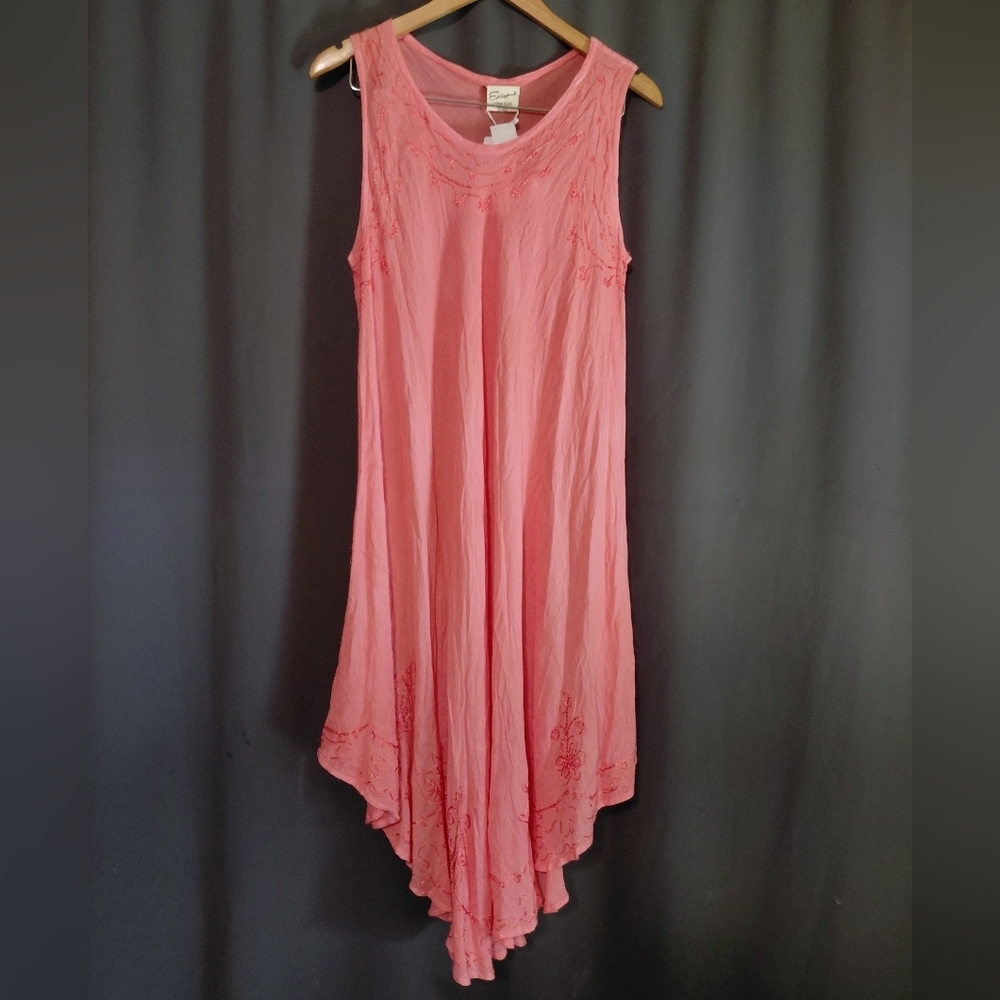 Exist Coral Sleeveless Embroidered Beach Swimwear Cover Up One Size NWT